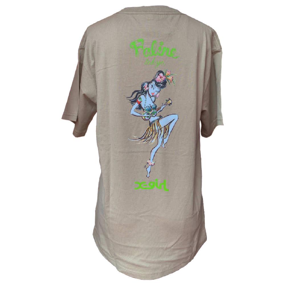 X-girl × FALINE ALOHA GIRL S/S TEE (beige)