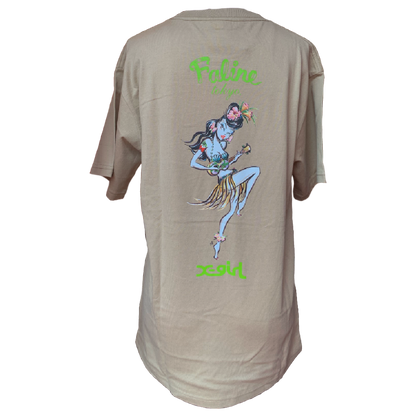 X-girl × FALINE ALOHA GIRL S/S TEE (beige)