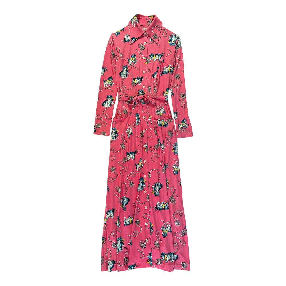 HVN Ava long sleeve jersey dress pink kitty