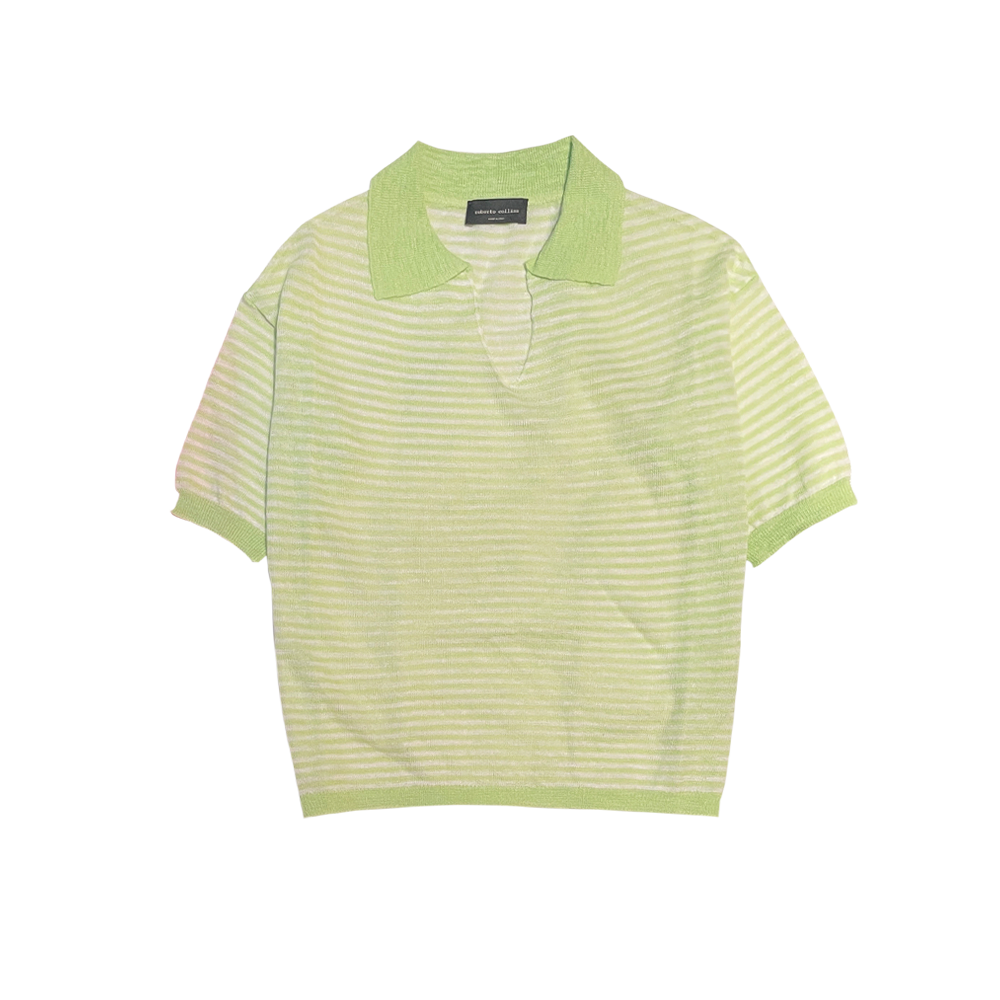 Roberto collina Polo rigata mc Lime