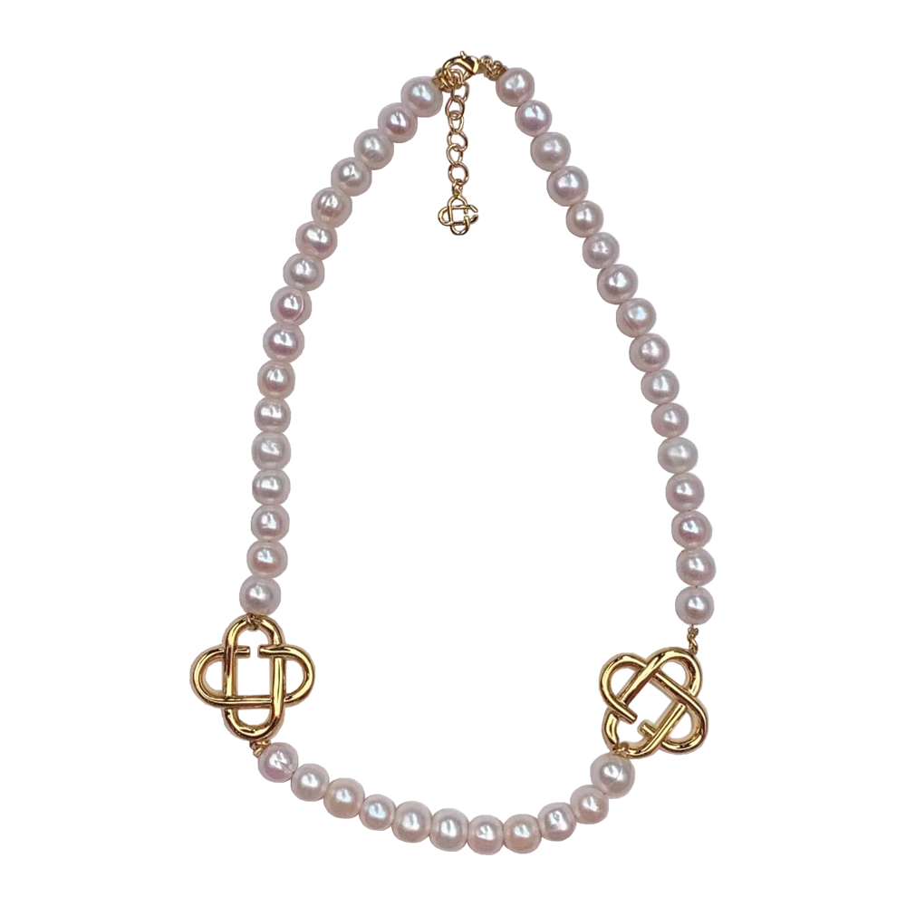 Casablanca Medium pearl logo necklace