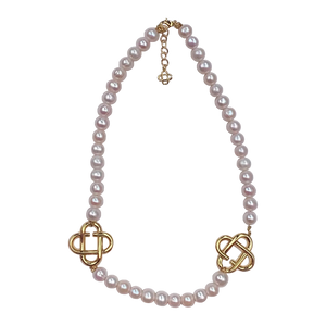 Casablanca Medium pearl logo necklace