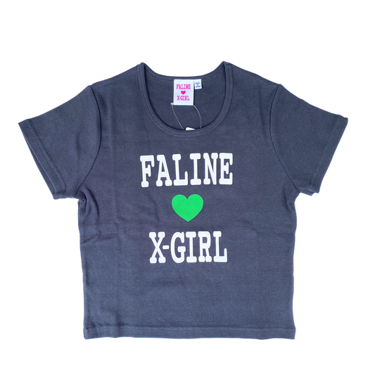 X-girl x FALINE S/S BABY TEE (CHARCOAL)